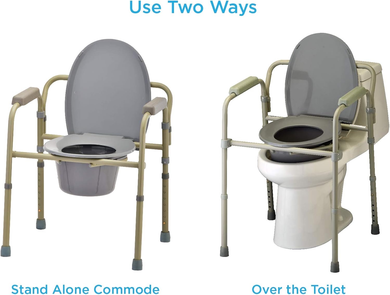 NOVA Medical Folding Commode Over Toilet and Bedside, With Splash Guard and Bucket

