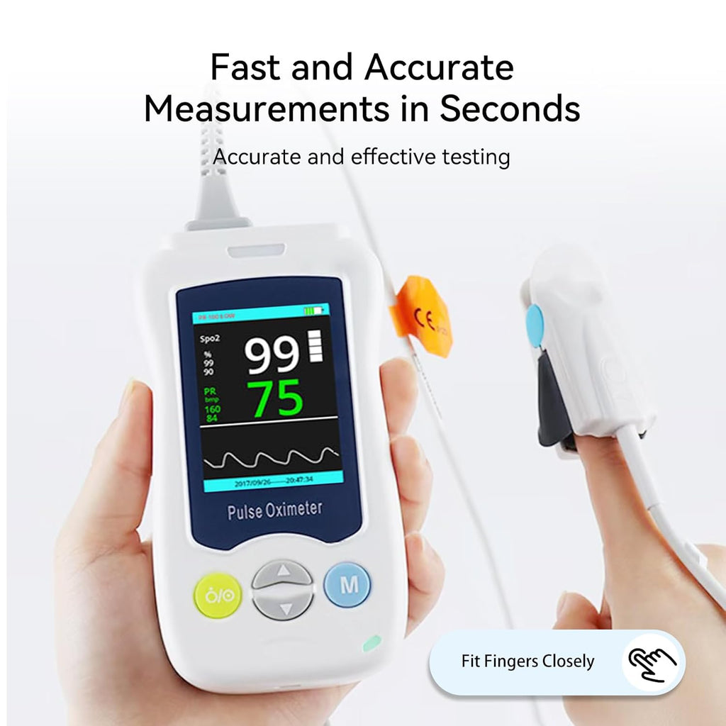 Fingertip Pulse Oximeter with Alarm, SpO2 Heart Rate Monitor, HD Display

