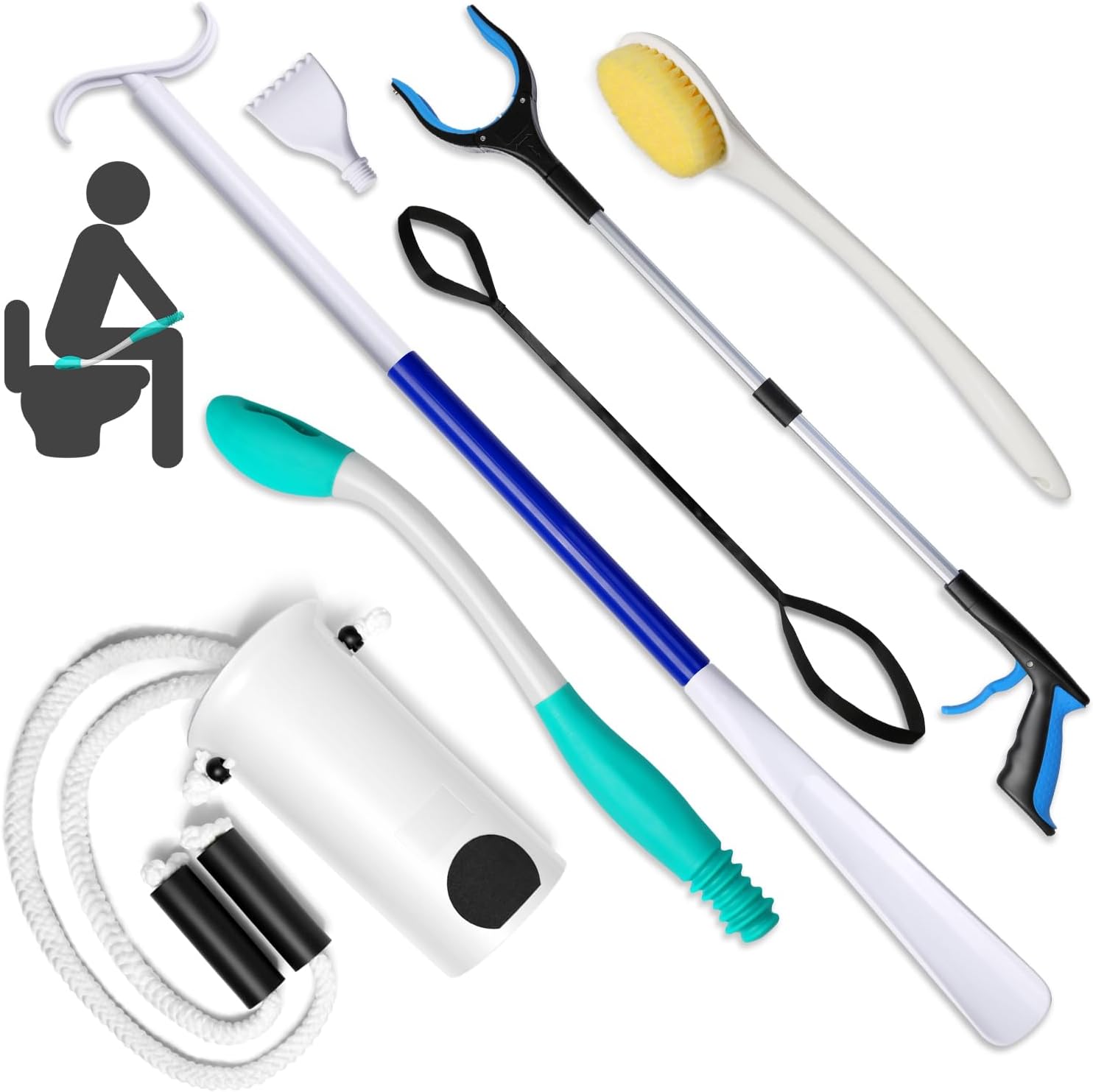 7-Piece Hip Replacement Recovery Kit for Seniors with Toilet Aid, Dressing Tools

