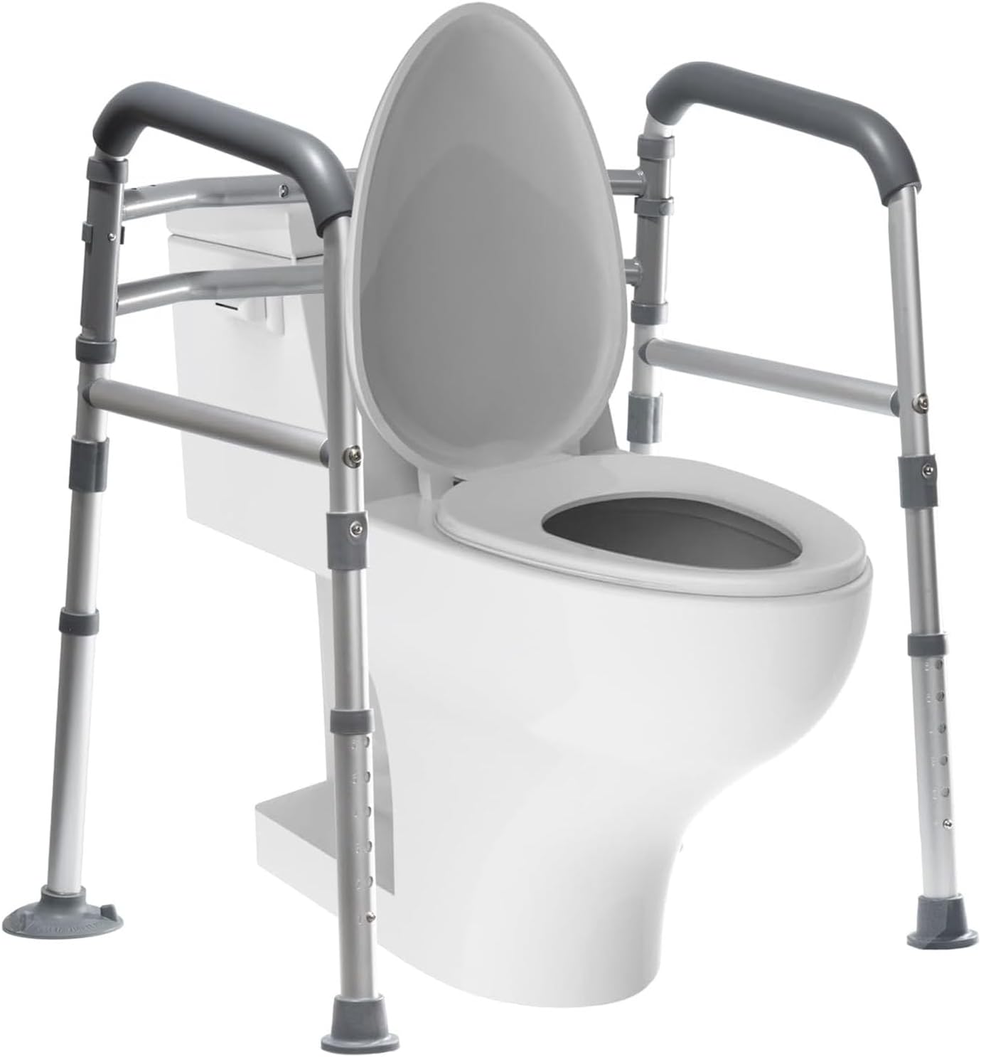 Toilet Safety Rail, Height-Adjustable Foldable, Tool-Free, 350 lb Capacity

