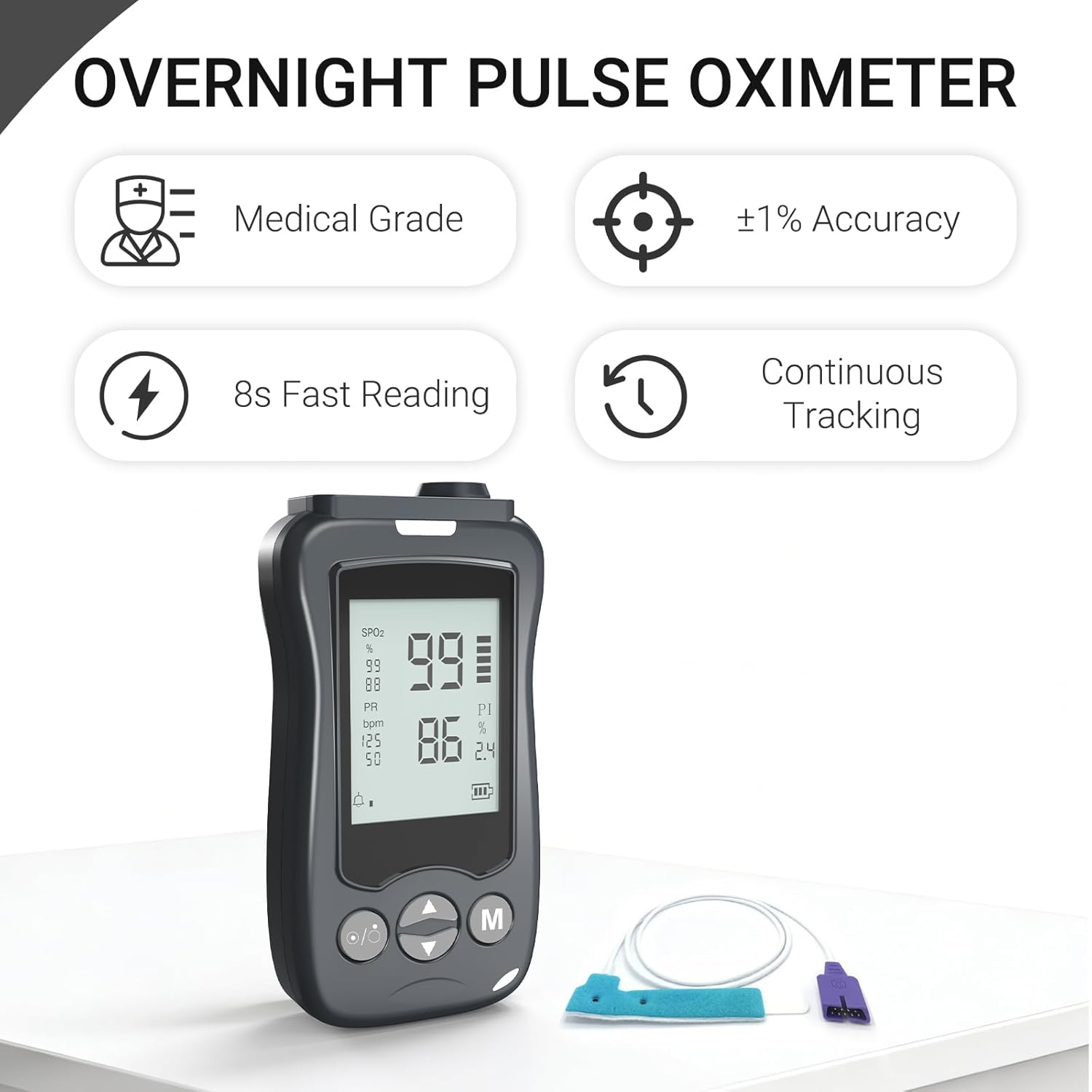 Handheld Fingertip Pulse Oximeter, Medical-Grade SpO2 Monitor for Kids & Adults

