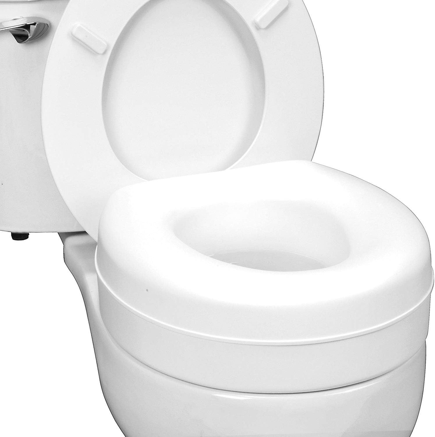 HealthSmart Raised Toilet Seat Riser with Slip-Resistant Pads, Portable

