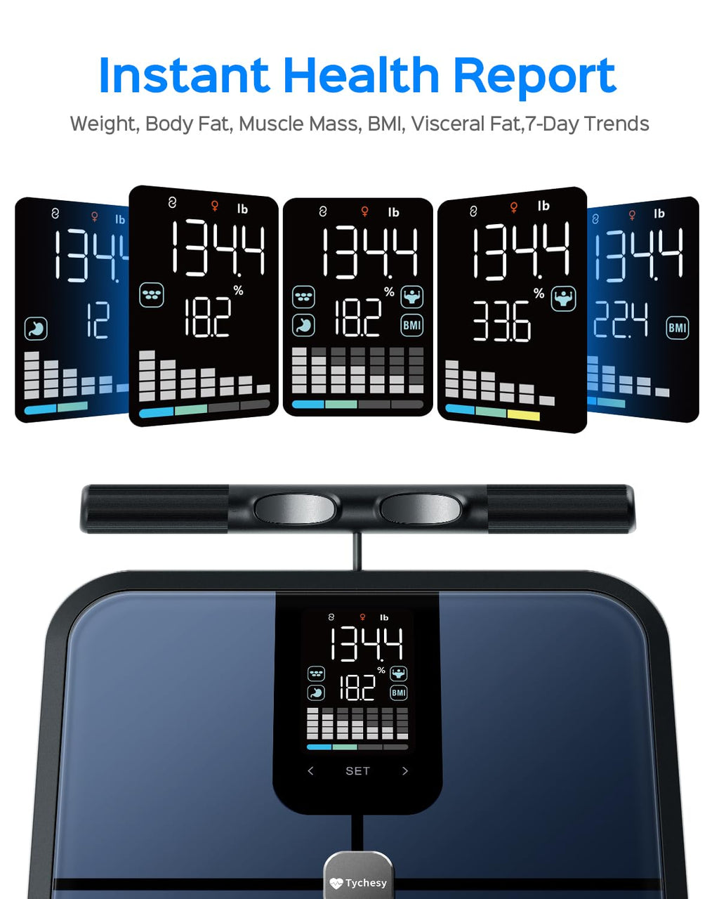 Smart Body Composition Scale 8-Electrode with Body Fat, BMI, Muscle & Visceral Fat

