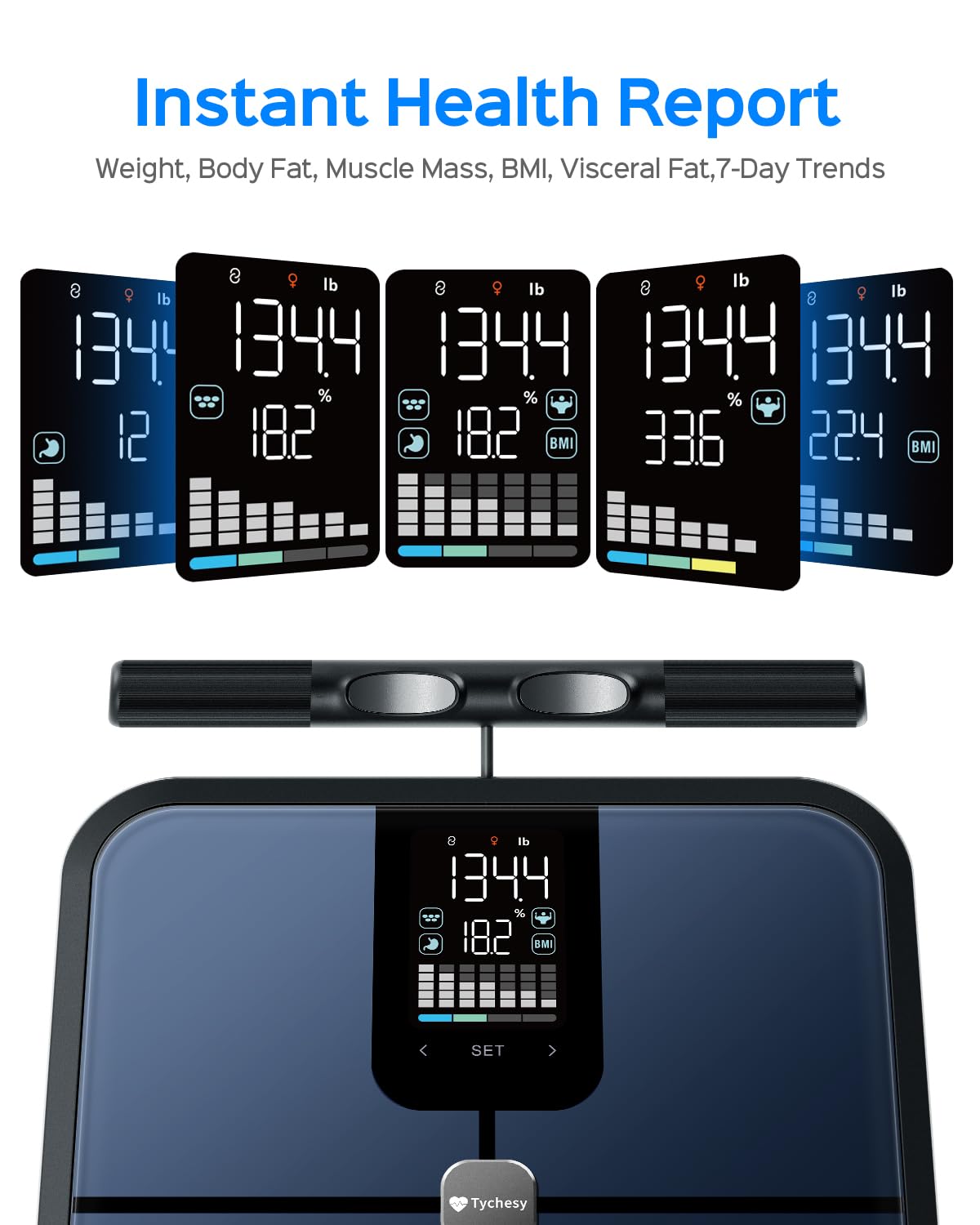 Smart Body Composition Scale 8-Electrode with Body Fat, BMI, Muscle & Visceral Fat

