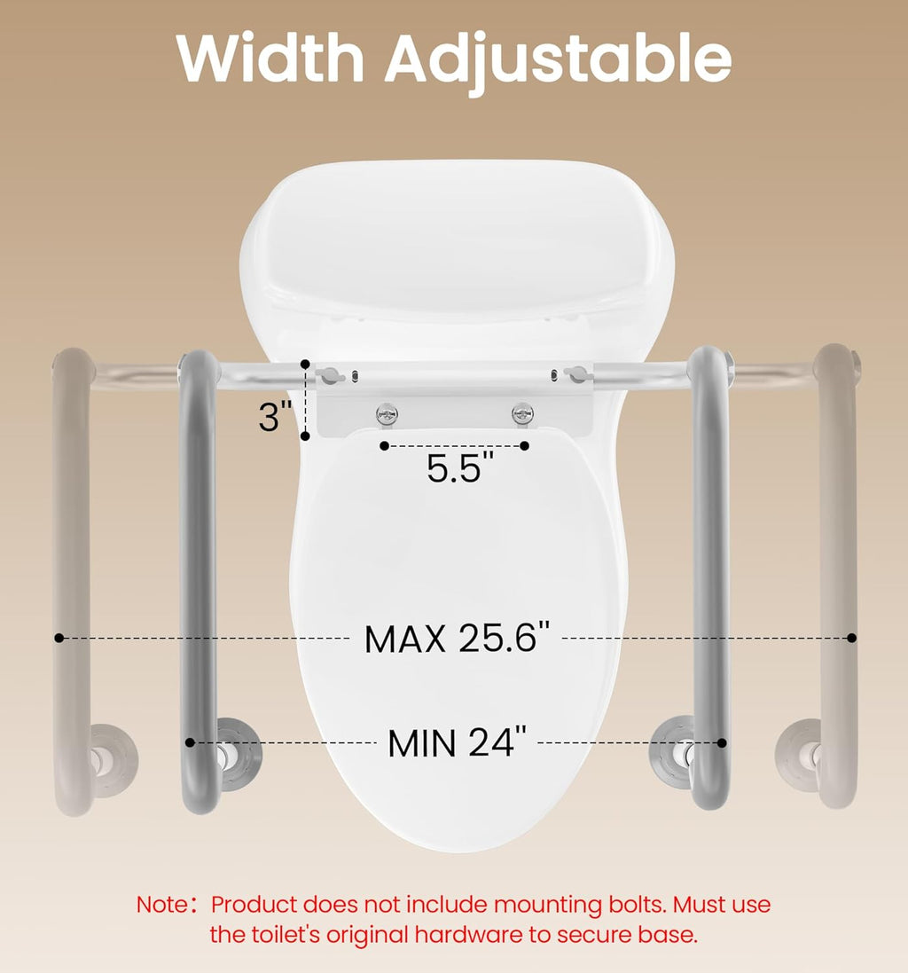 HOMLAND Adjustable Height Toilet Safety Rail with Handles, 350 lb Support Frame

