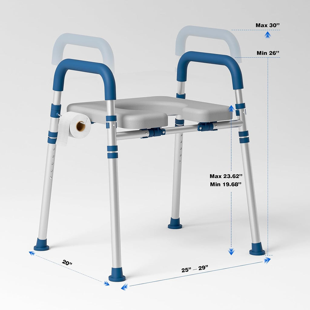 Loyoda Raised Toilet Seat Riser with Padded Handles, Adjustable Height & Width

