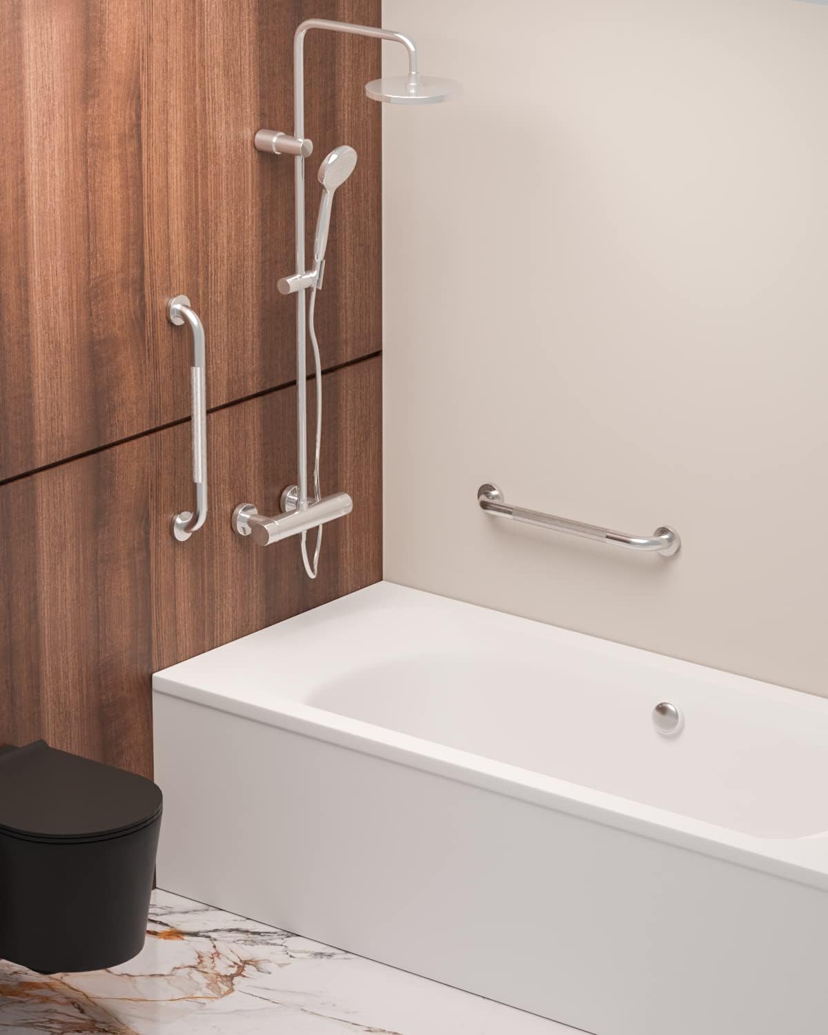 Munzong Anti-Slip Stainless Steel Shower Grab Bar, Knurled Bathroom Safety Handle

