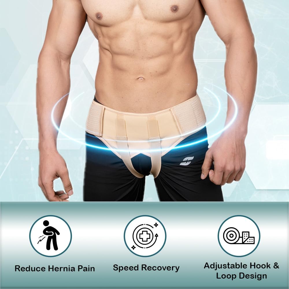 Wonder Care Hernia Support Belt for Men with Removable Groin Compression Pads

