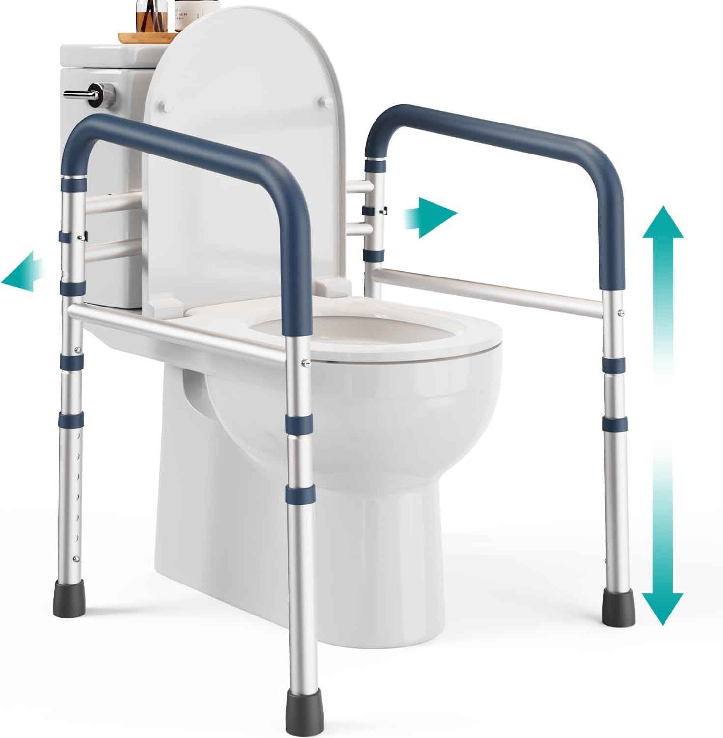 PELEGON Toilet Safety Rails 350 lb Adjustable Toilet Grab Bar Frame

