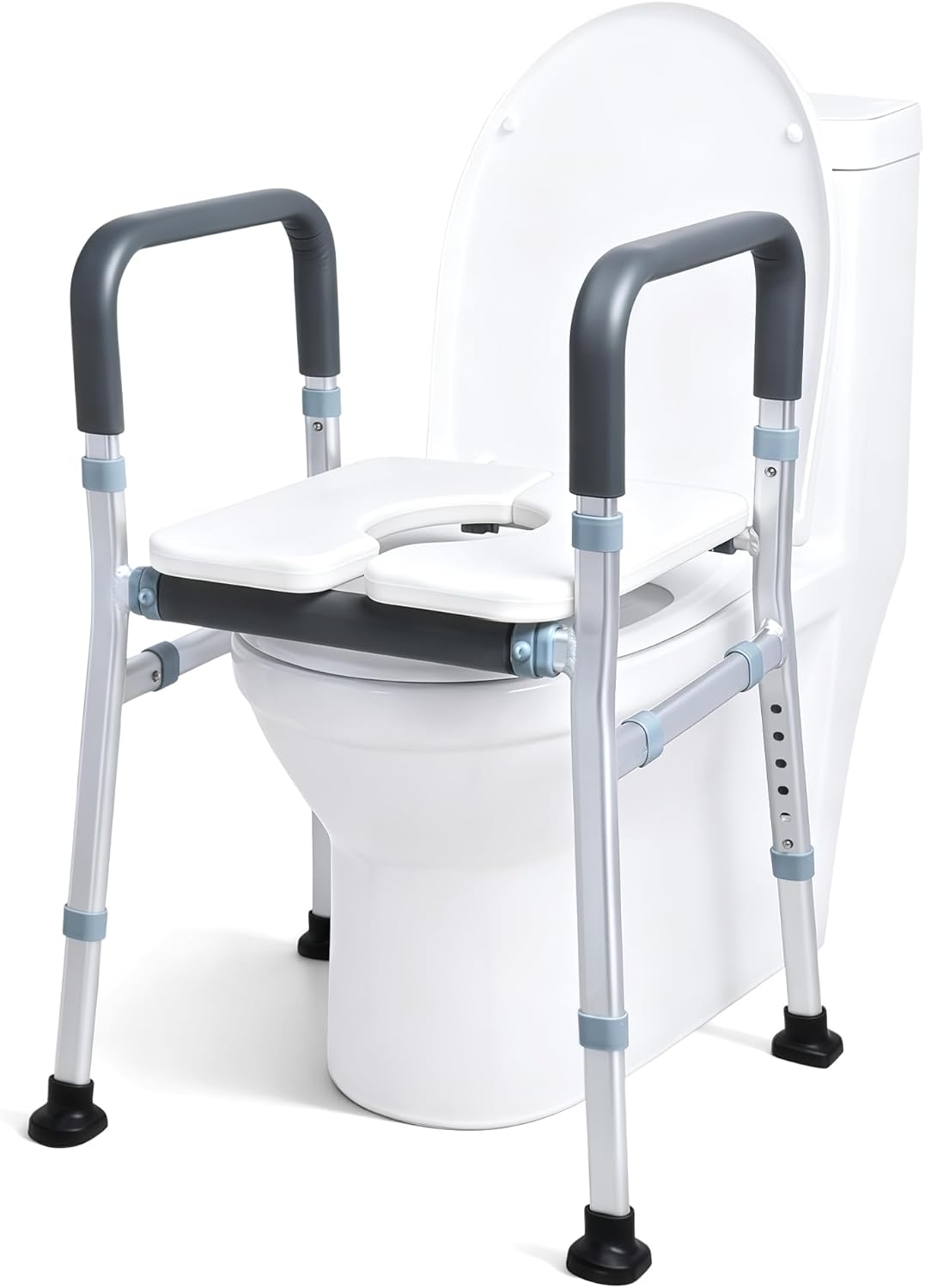 Sangohe Raised Toilet Seat Riser with Handles, Adjustable Height & Width, 400 lb


