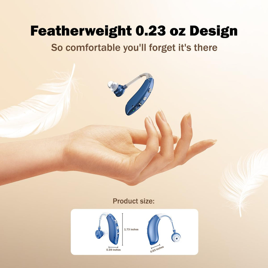 Rechargeable OTC Over-Ear Hearing Aids for Seniors with Noise Reduction, Fast Charging

