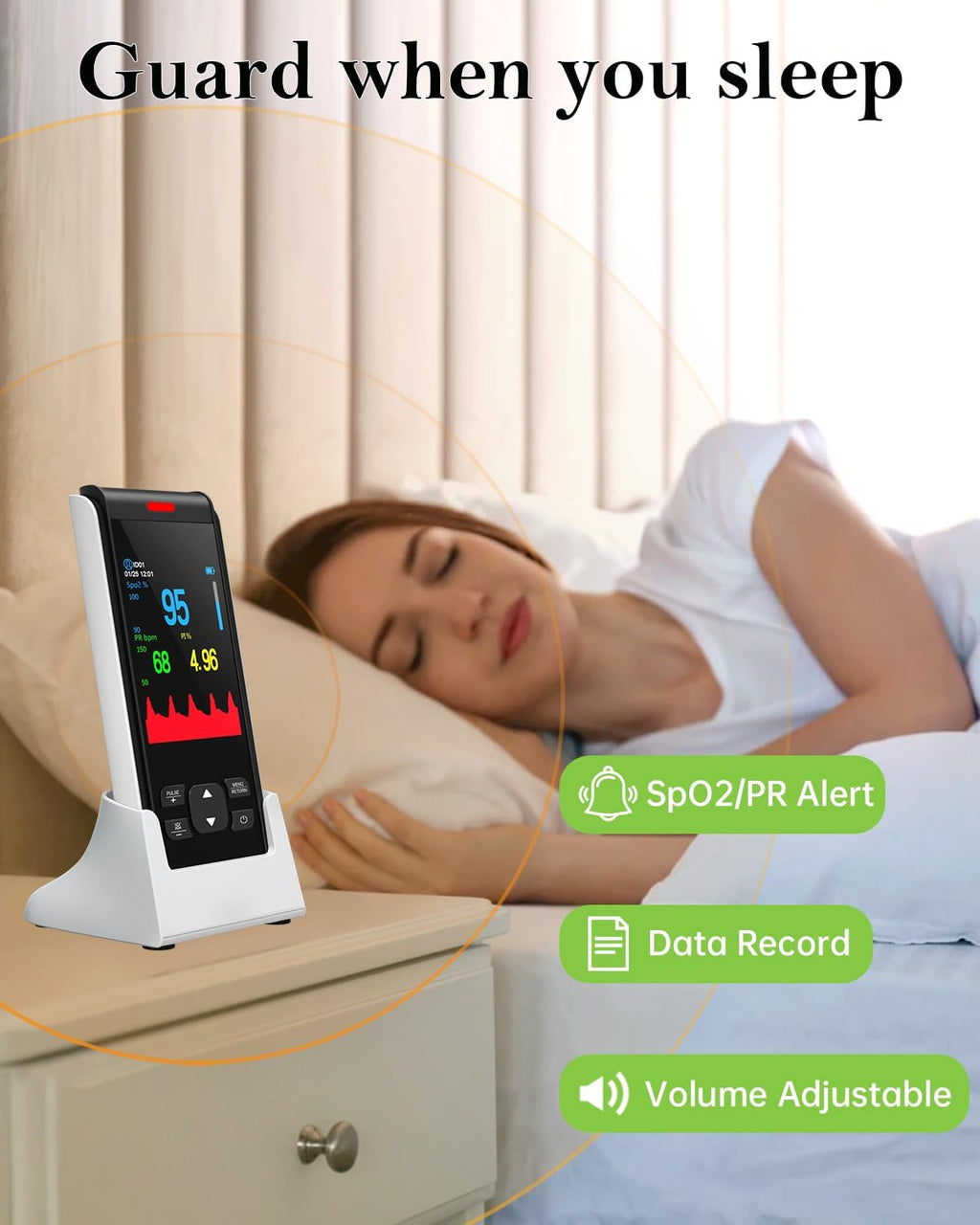 Rechargeable Handheld Finger Pulse Oximeter, SpO2 Oxygen Saturation Monitor

