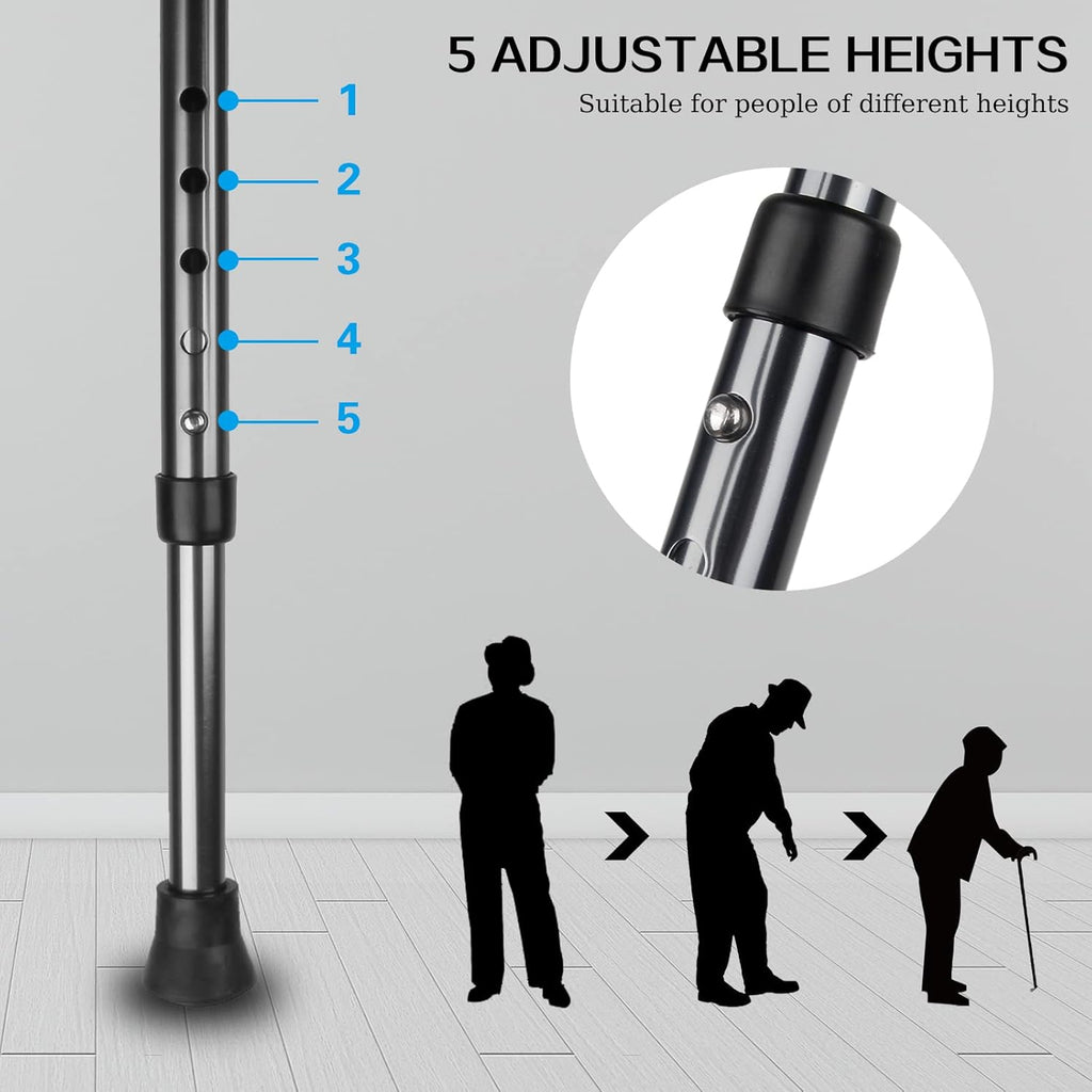 Yayayo Folding Cane with Seat 440 lb Capacity Height Adjustable Walking Stick

