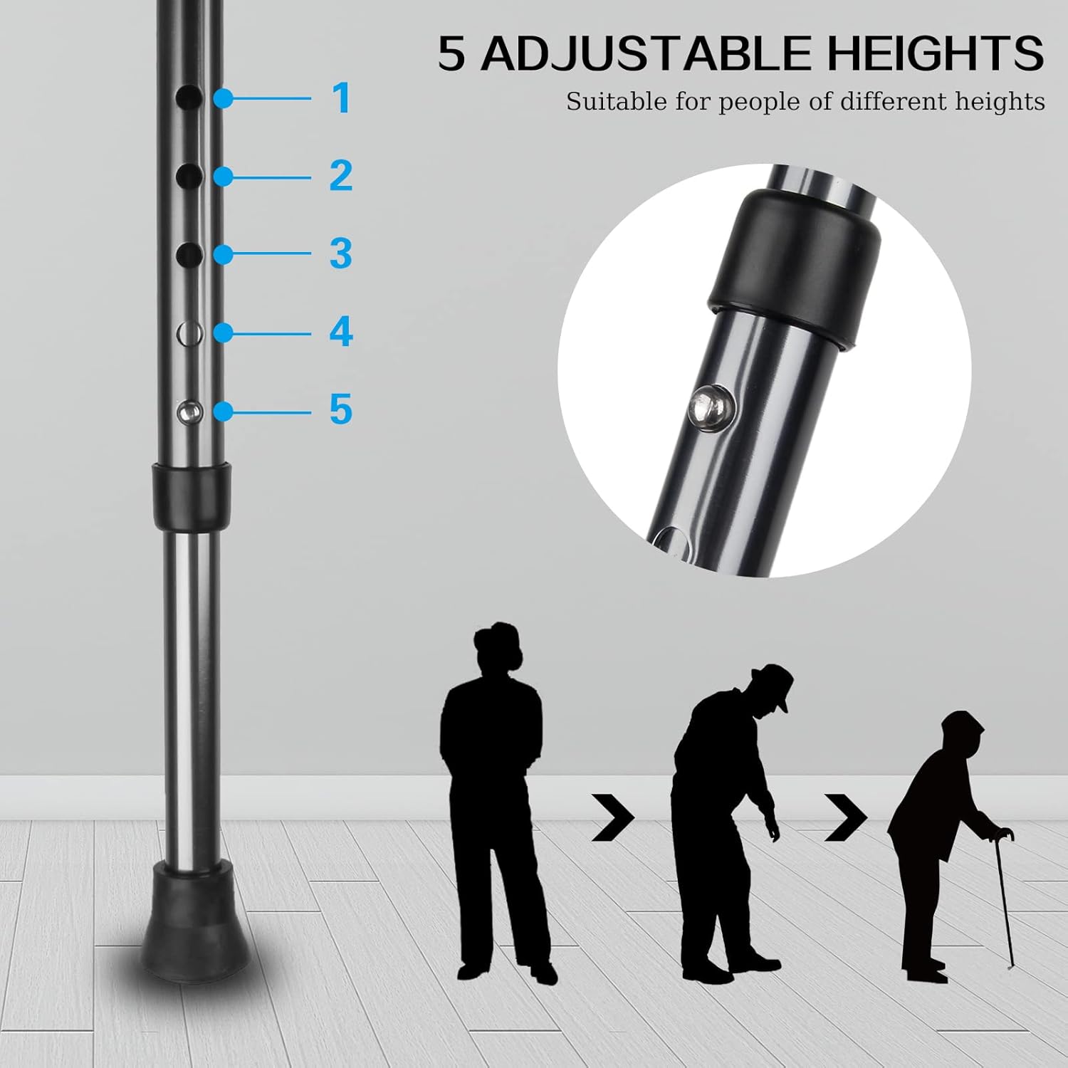 Yayayo Folding Cane with Seat 440 lb Capacity Height Adjustable Walking Stick

