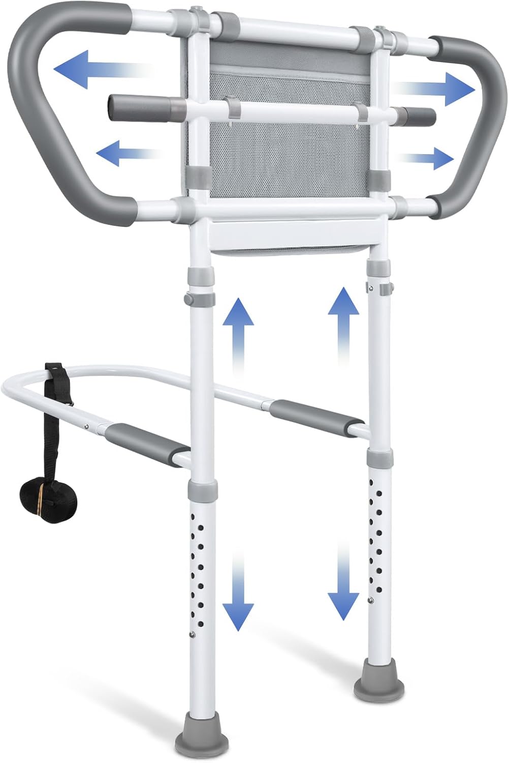 Bed Assist Rail with Storage Pouch, Height-Adjustable Stainless Steel Bed Rails

