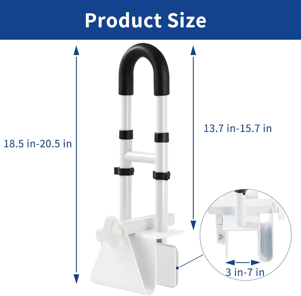 Bathtub Grab Bar for Seniors, Adjustable Safety Rail, Non-Slip Handle


