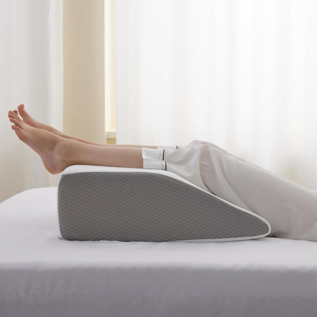 Bedluxe Leg Elevation Wedge Pillow for Swelling, Memory Foam Leg Rest, 8 in

