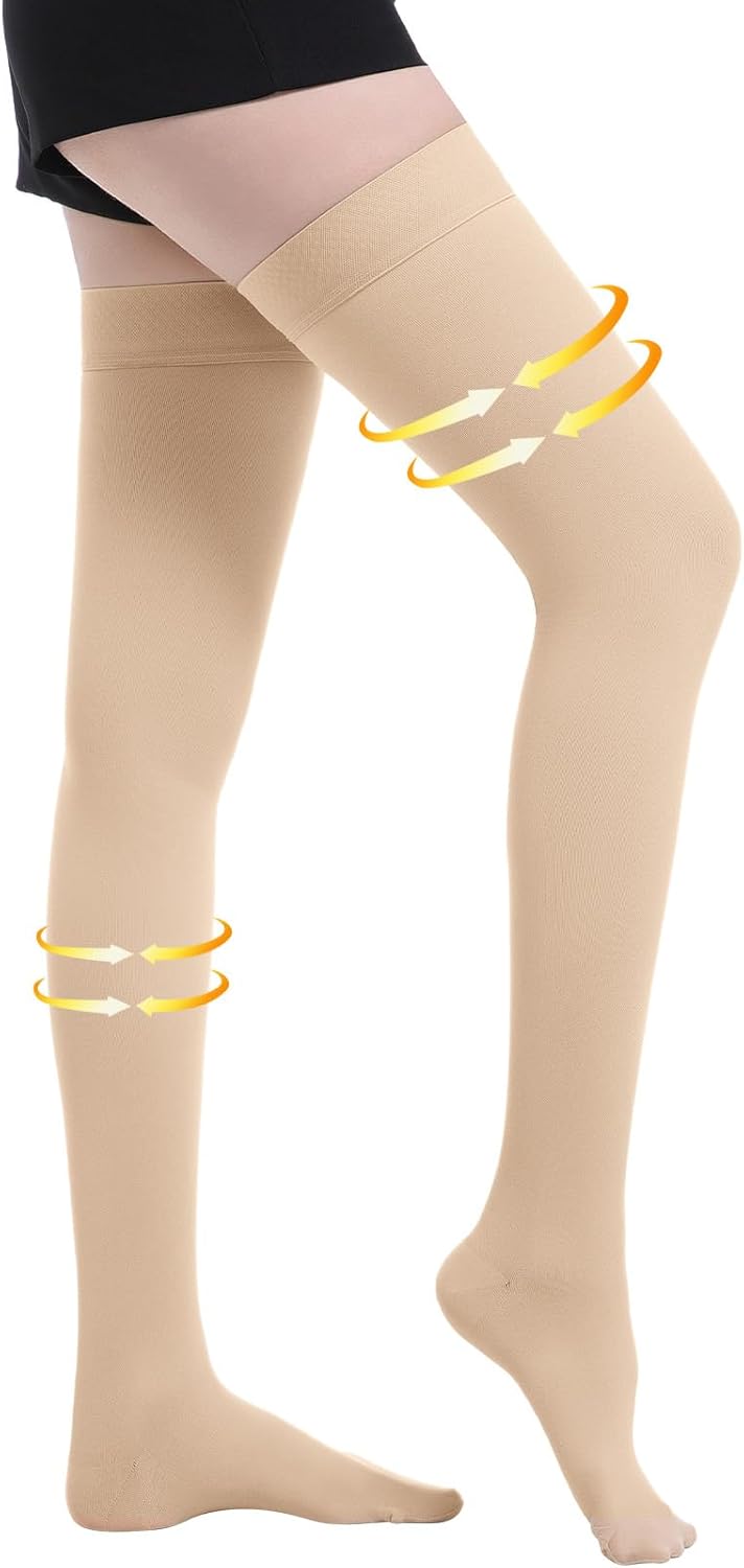 Myshear Medical Compression Stockings 20-30 mmHg Thigh High Closed Toe Socks

