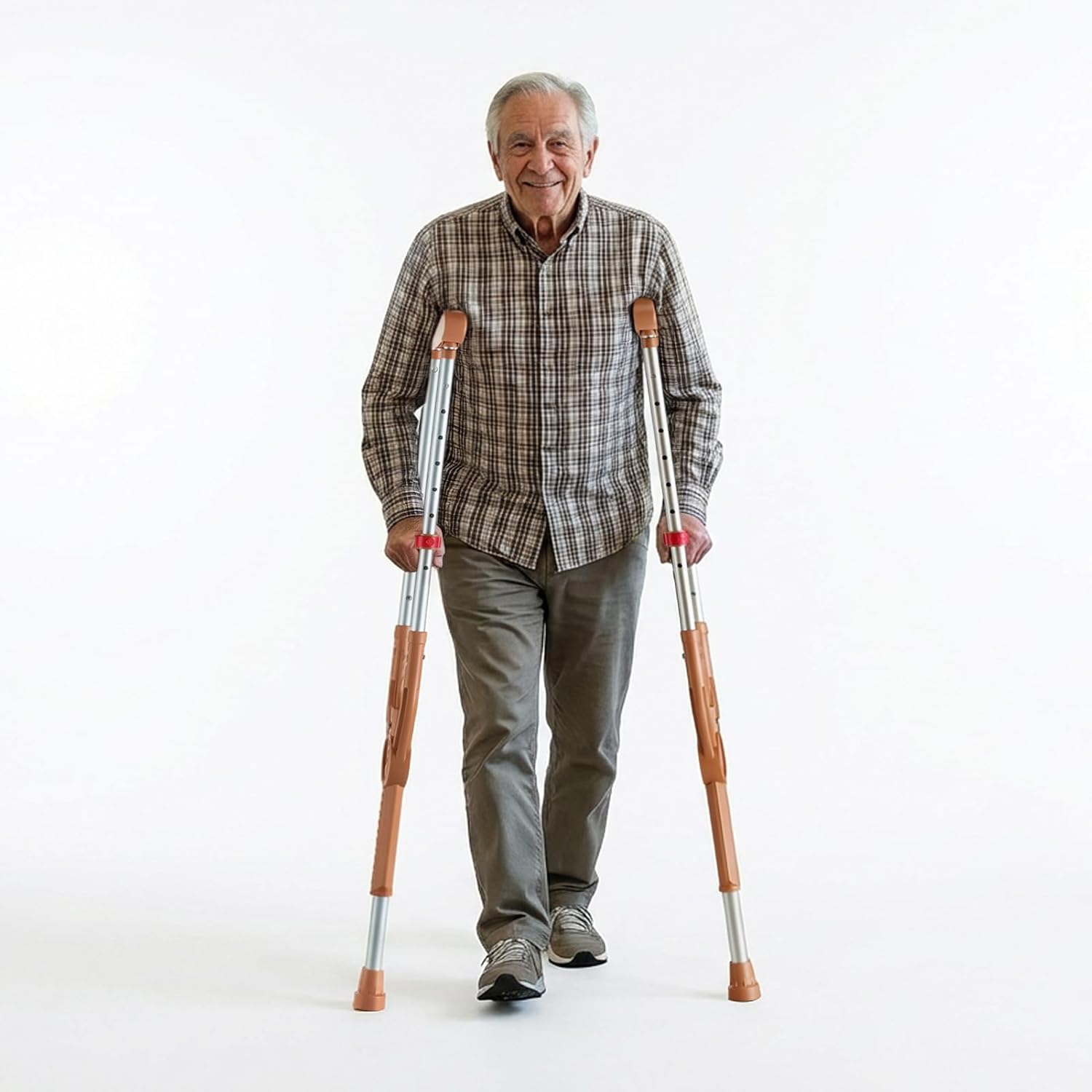 Loyoda Adjustable Underarm Crutch with Dual Height Adjustment and Shock Absorption

