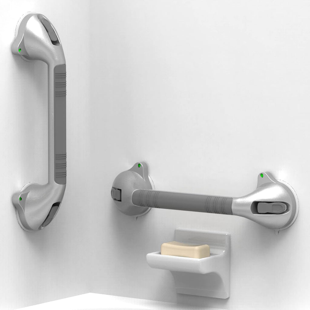 Suction Bath Grab Bar with Safety Indicators, Balance Assist Shower Handle

