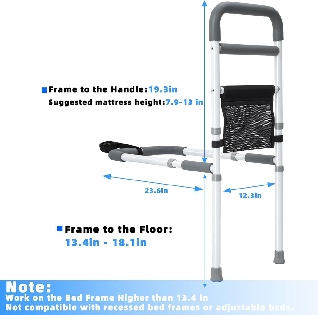 Bed Rails for Elderly Safety Adjustable Bed Assist Rail with Support Leg


