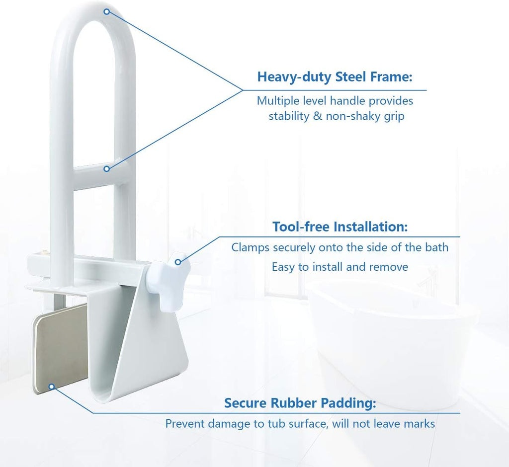 Butizone Bathtub Safety Rail Grab Bar Clamp for Seniors and Elderly


