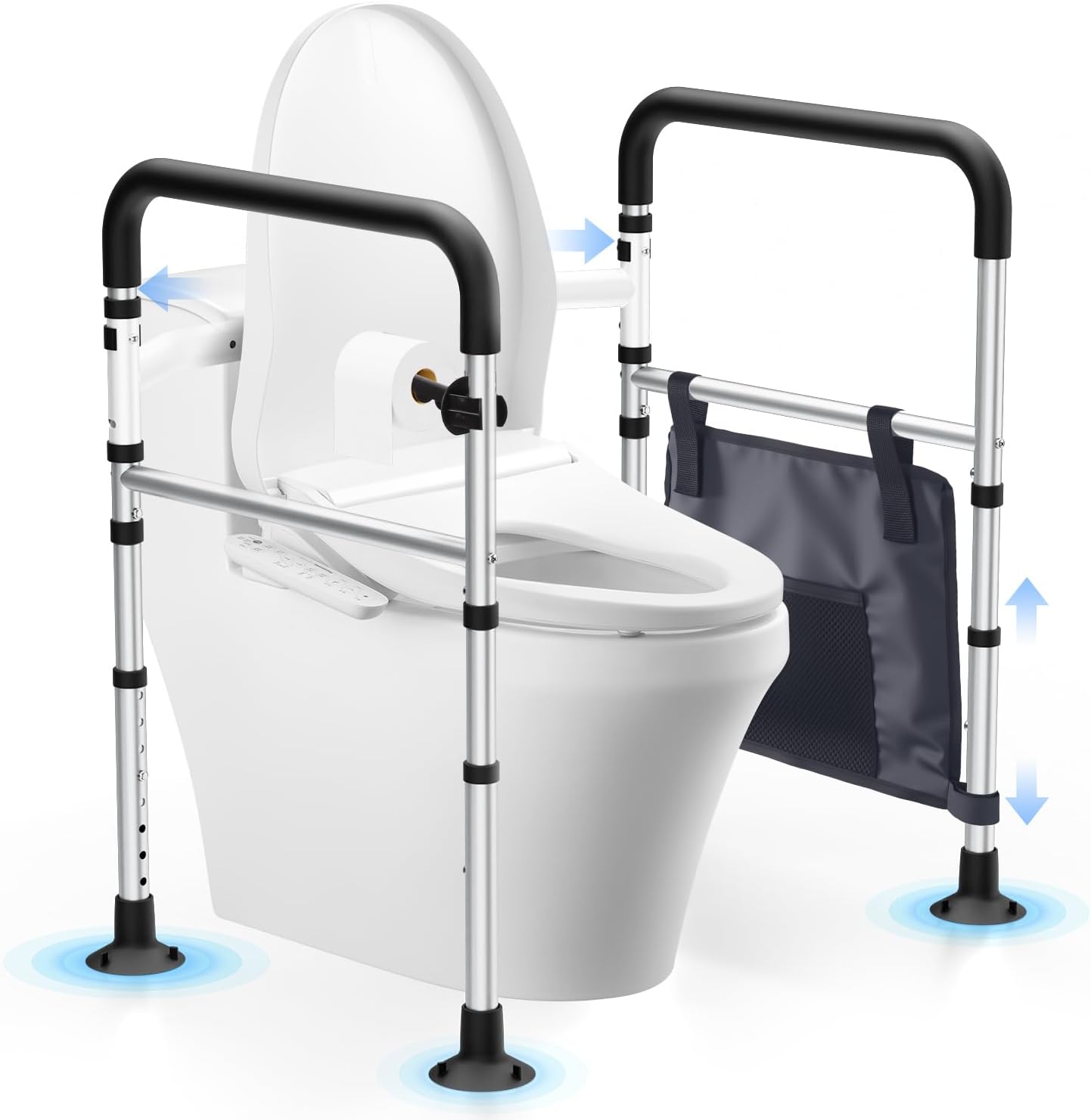 WHLICKS Adjustable Toilet Safety Rails for Seniors, Elderly, Handicap, Foldable Frame

