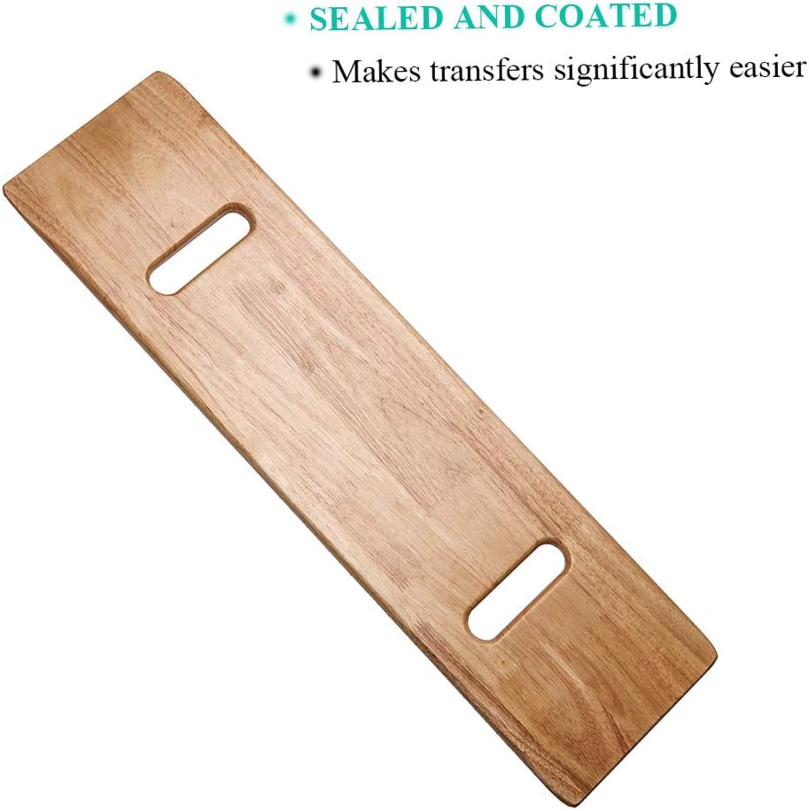 Wooden Transfer Board with Handles, 500 lb Capacity Slide Board for Mobility Transfers

