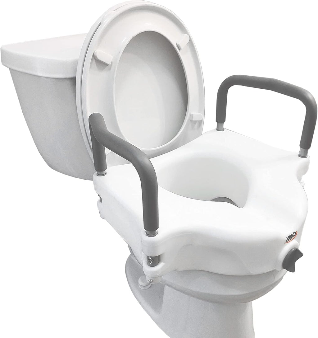 Carex Raised Toilet Seat Riser with Arms and Padded Armrests, 4.5 Inch, 300 lb

