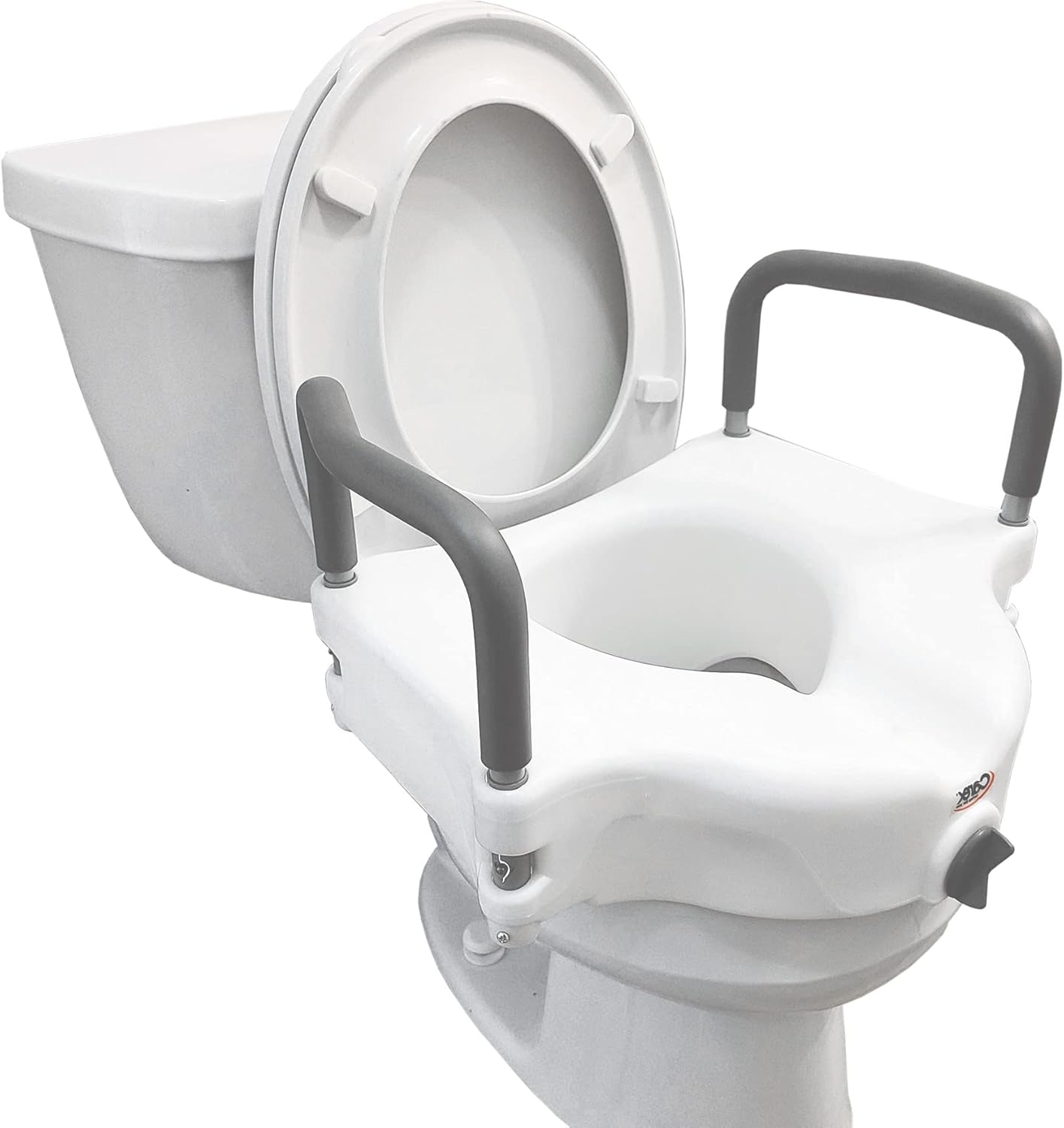 Carex Raised Toilet Seat Riser with Arms and Padded Armrests, 4.5 Inch, 300 lb

