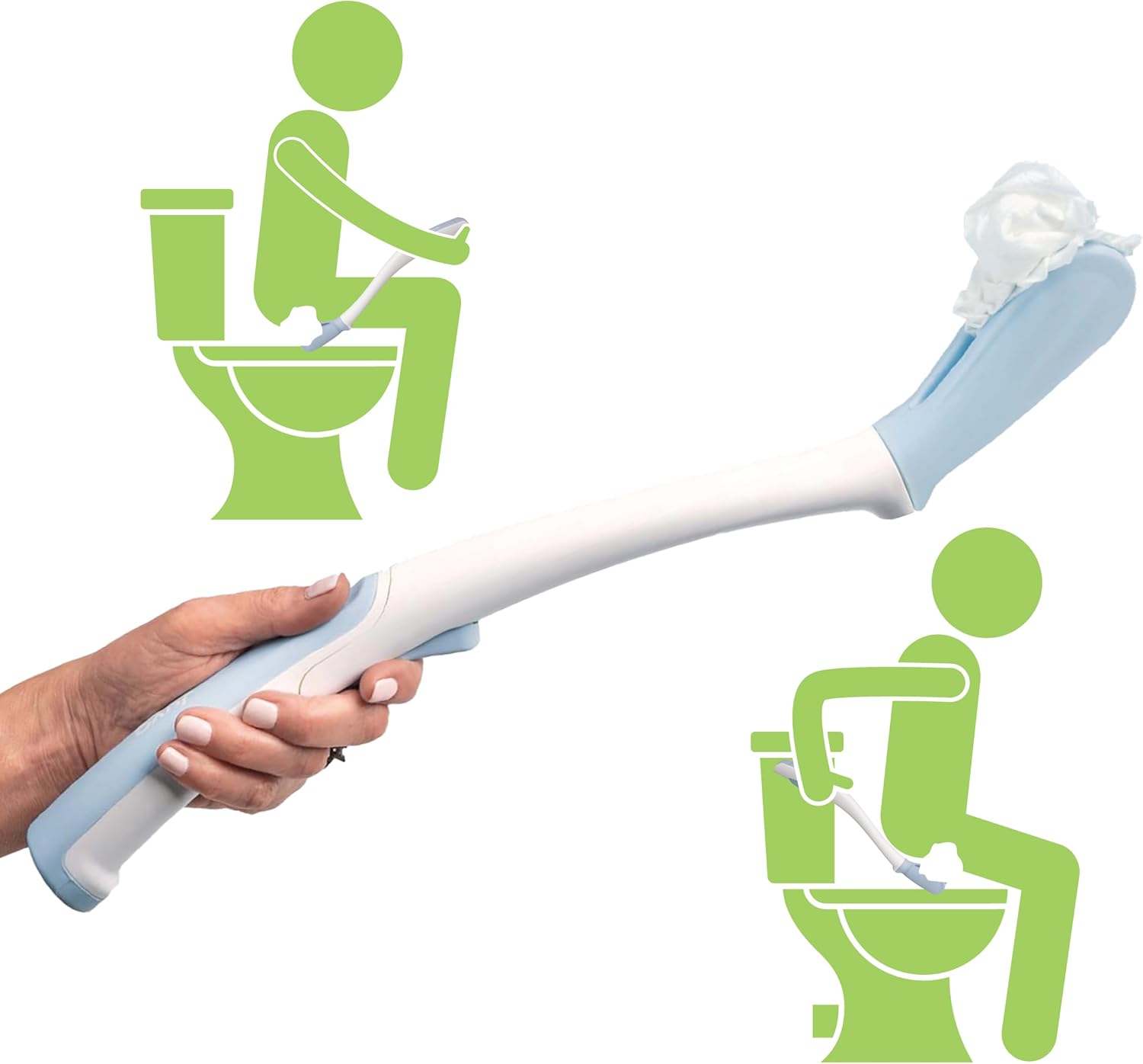 Juvo Personal Wiping Tool with Hygienic Cover, 18-Inch Reach Wand

