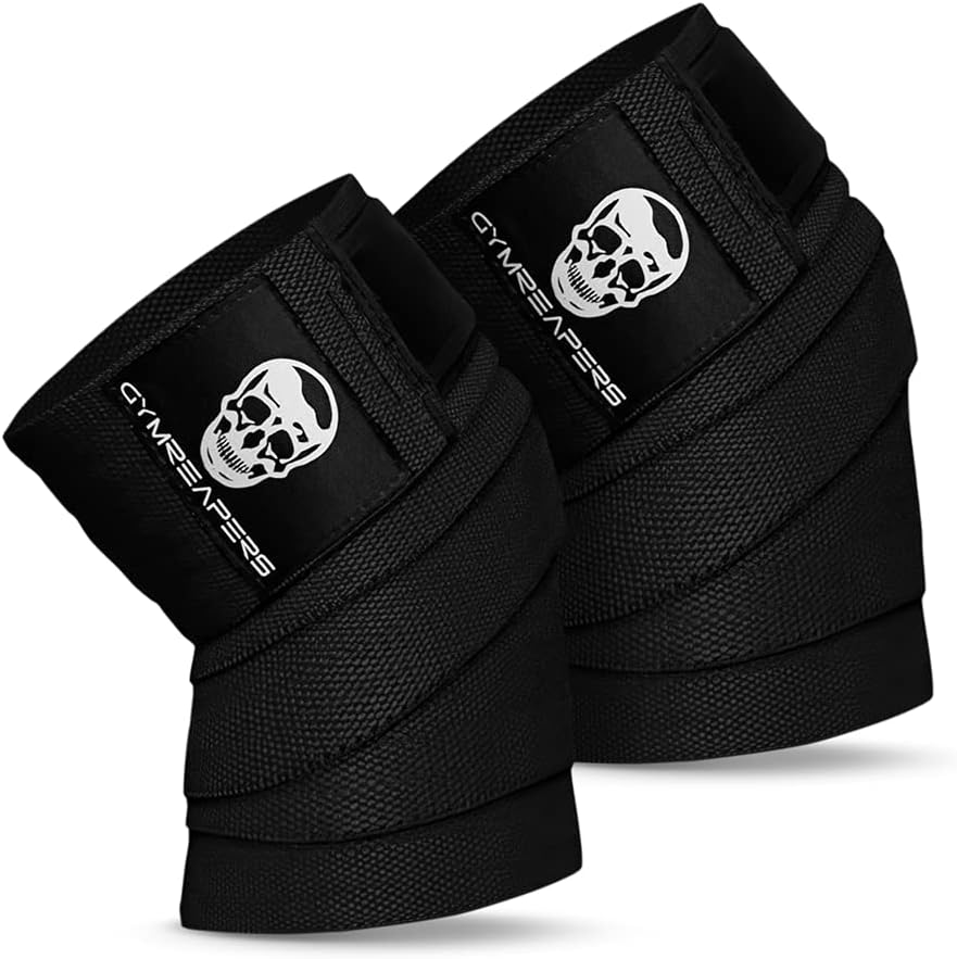 Gymreapers Knee Wraps for Squats and Powerlifting 72-Inch Compression Wraps with Strap

