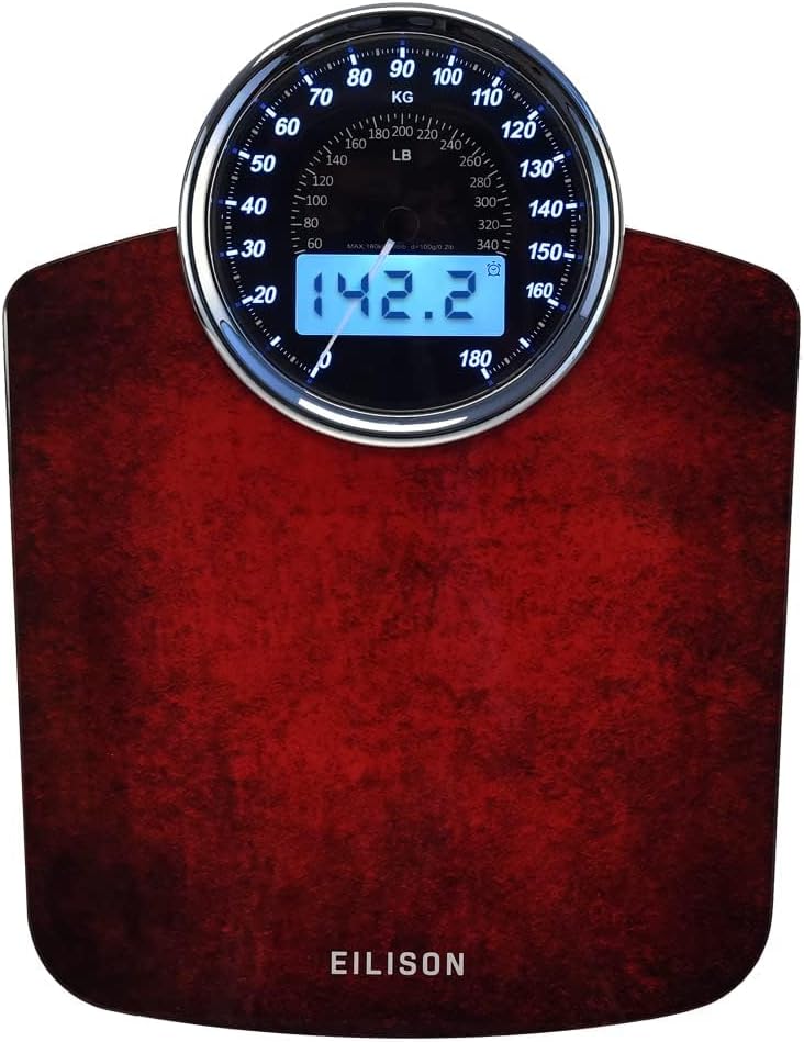 EILISON 2-in-1 Digital & Analog Bathroom Weighing Scale, 400 lb, Tempered Glass

