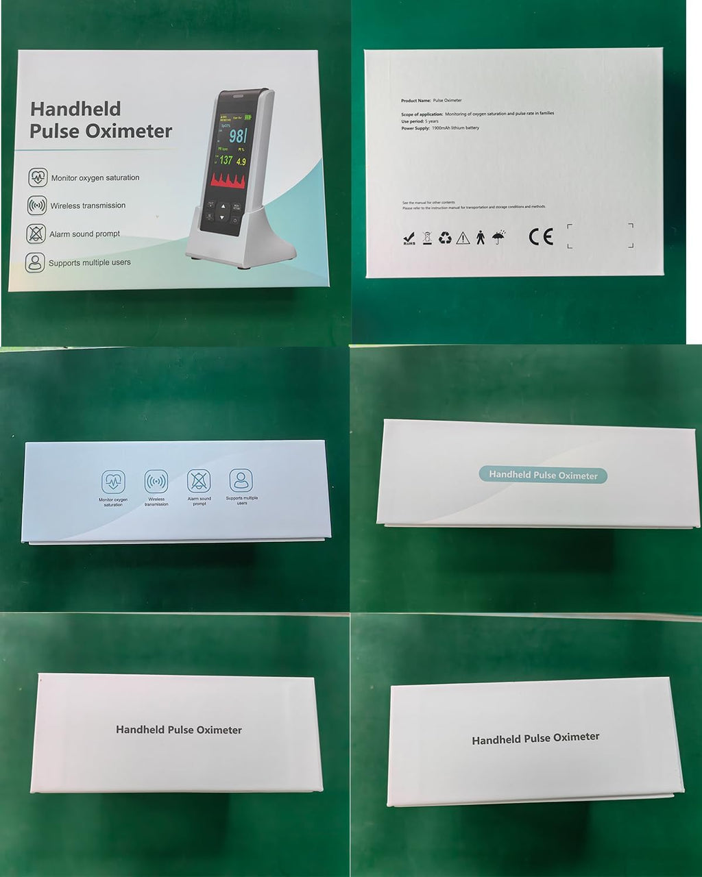 Rechargeable Handheld Finger Pulse Oximeter, SpO2 Oxygen Saturation Monitor

