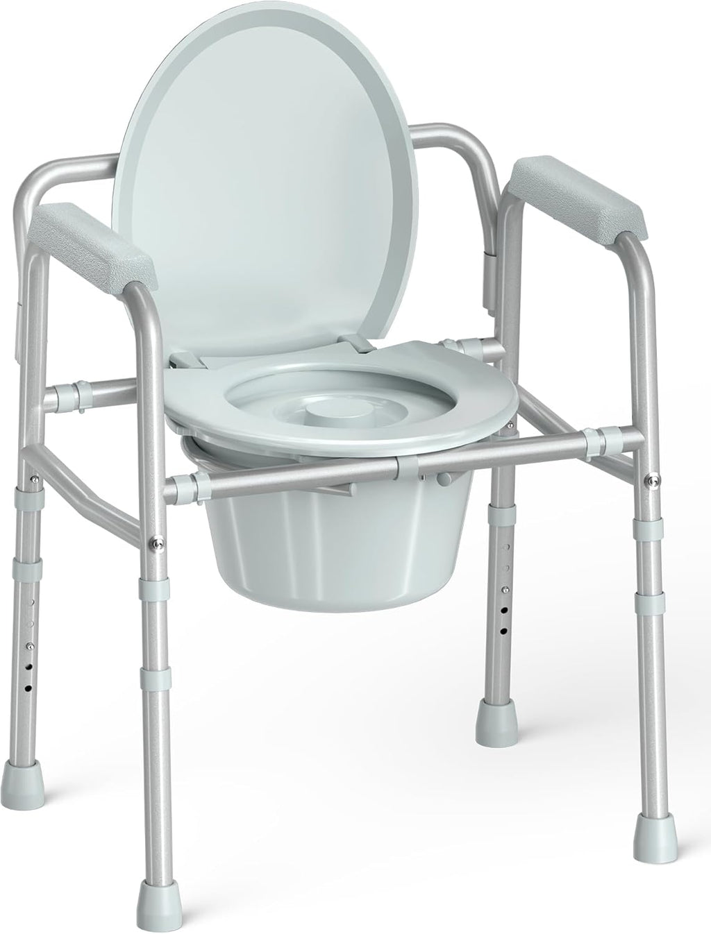 HOMLAND 3-in-1 Bedside Commode Chair with Removable 7.5Qt Potty Bucket, 350 lb

