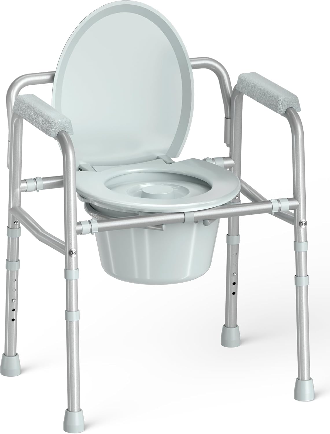 HOMLAND 3-in-1 Bedside Commode Chair with Removable 7.5Qt Potty Bucket, 350 lb


