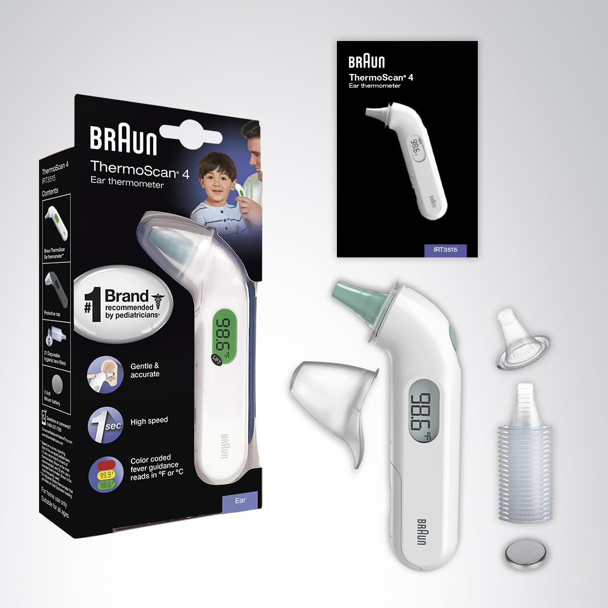Braun ThermoScan 4 Digital Ear Thermometer for Kids and Adults

