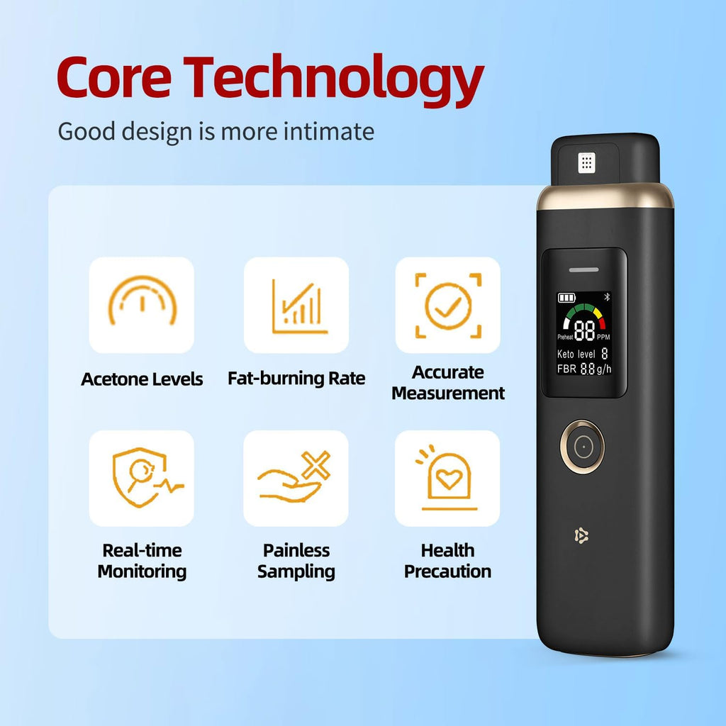 Ketone Breath Analyzer & Ketosis Meter, Portable Acetone Breath Tester

