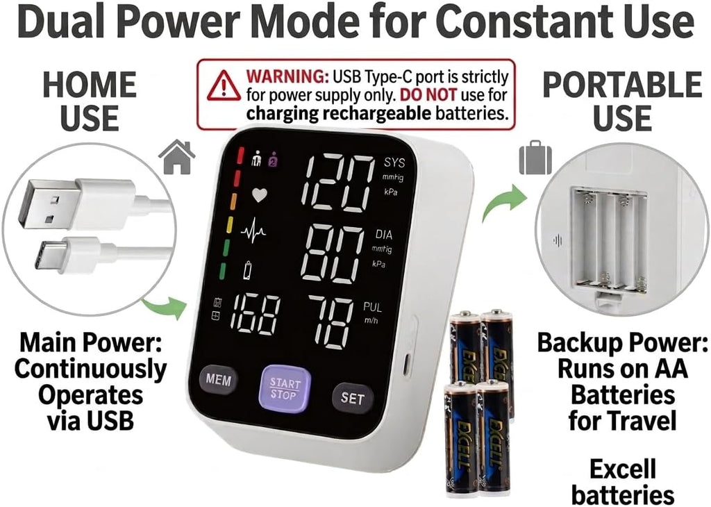 Andesfit Upper Arm Blood Pressure Monitor with Bluetooth and Large Color Display

