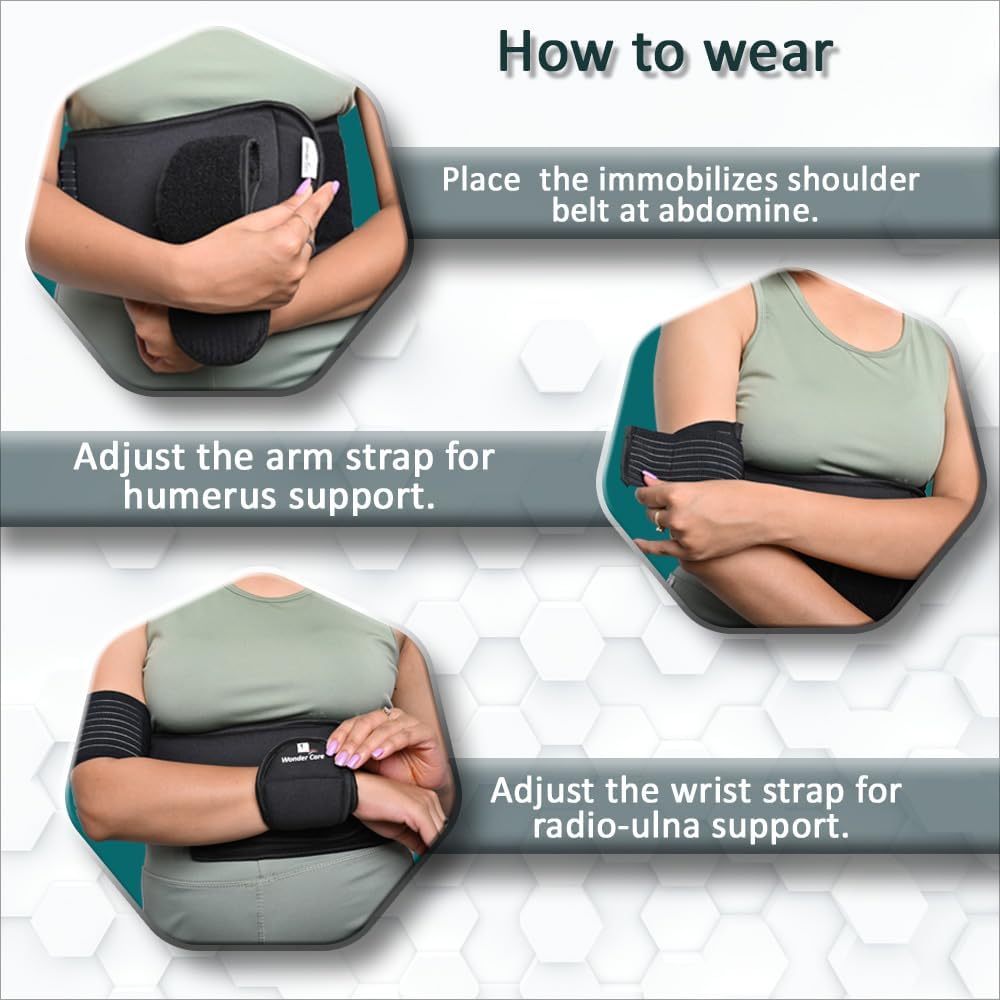 Wonder Care Shoulder Immobilizer Arm Sling Elastic Brace for Clavicle Collar Bone

