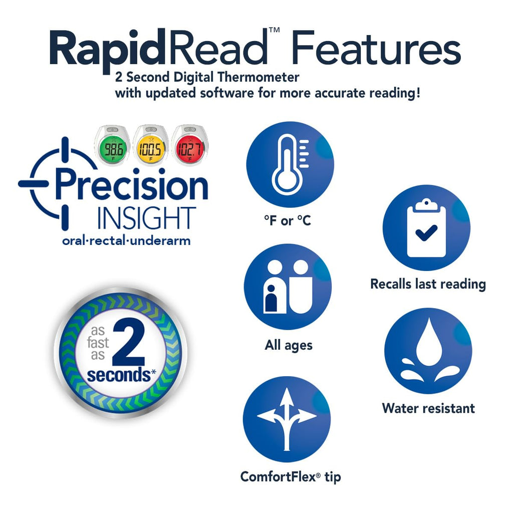 Vicks RapidRead digital body temperature reader, 2-second fever readings

