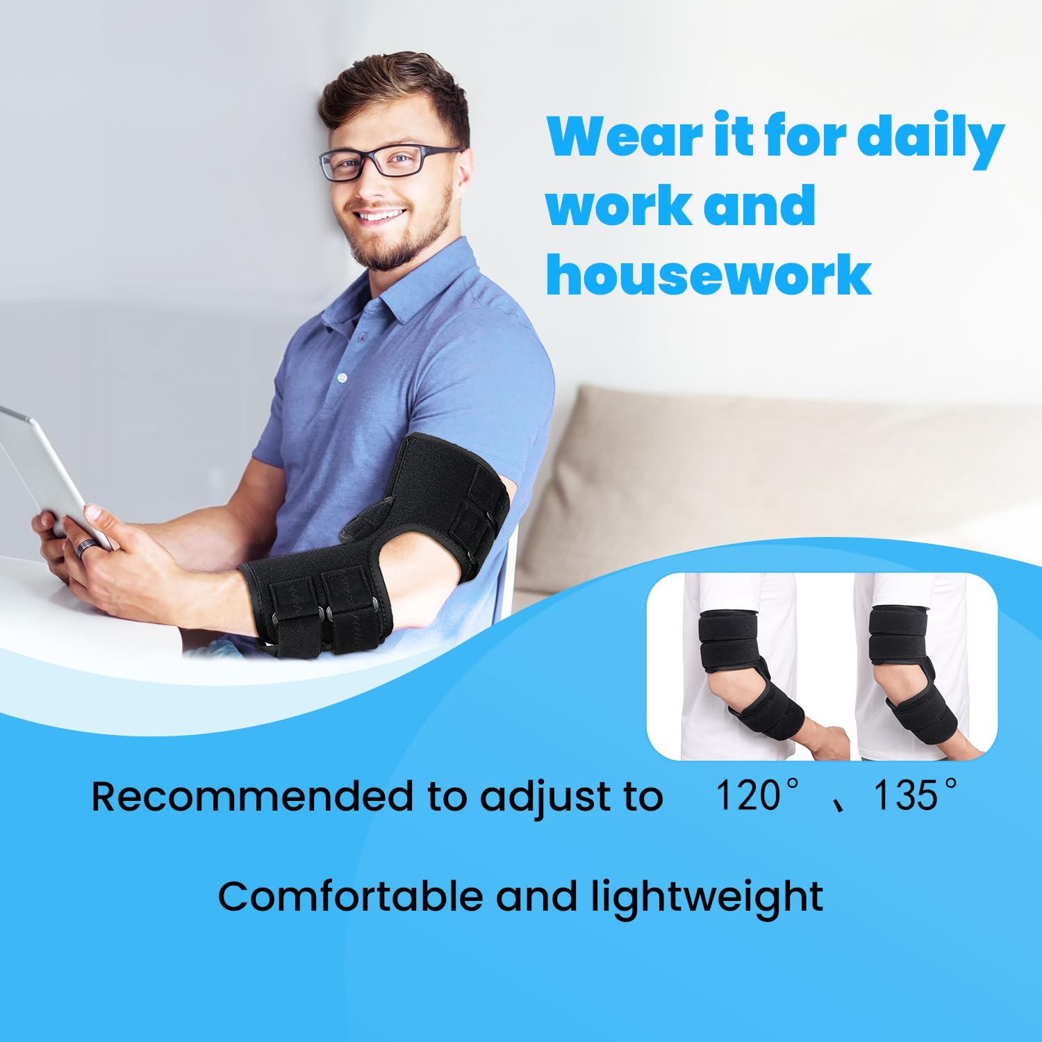 Cubital Tunnel Syndrome Elbow Brace, Ulnar Nerve Splint with 4-Position Adjustments

