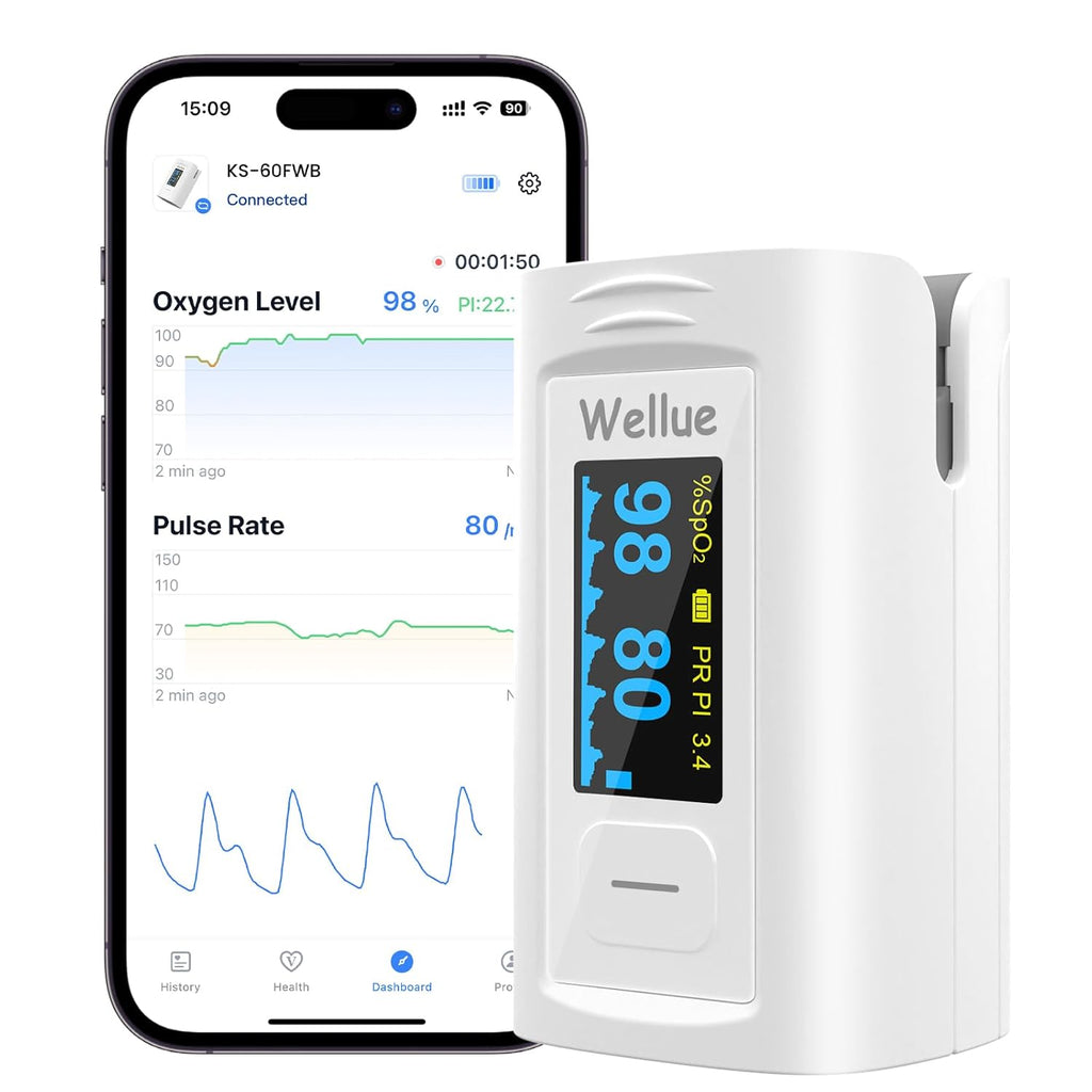 Wellue Bluetooth Fingertip Pulse Oximeter with OLED, Memory and App Connectivity

