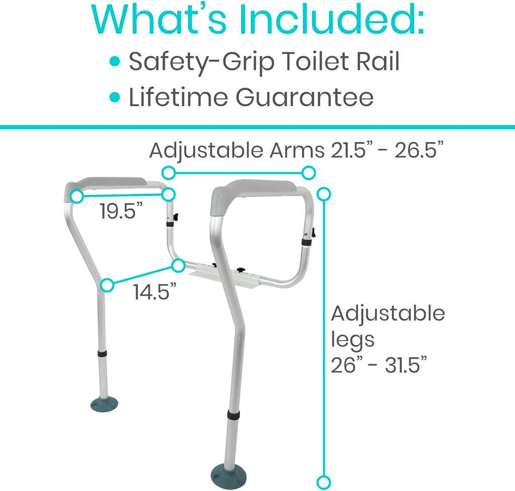 Vive Toilet Safety Rails for Seniors, Adjustable Grab Bars for Toilet

