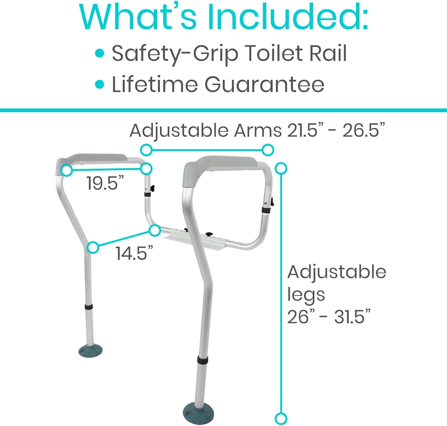 Vive Toilet Safety Rails for Seniors, Adjustable Grab Bars for Toilet


