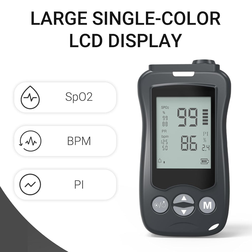 Handheld Fingertip Pulse Oximeter, Medical-Grade SpO2 Monitor for Kids & Adults

