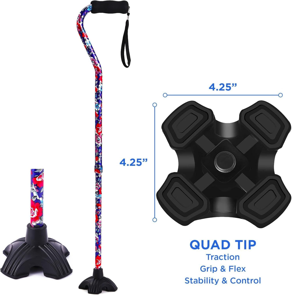 Foldable Adjustable Walking Cane with Self-Standing Tip for Seniors

