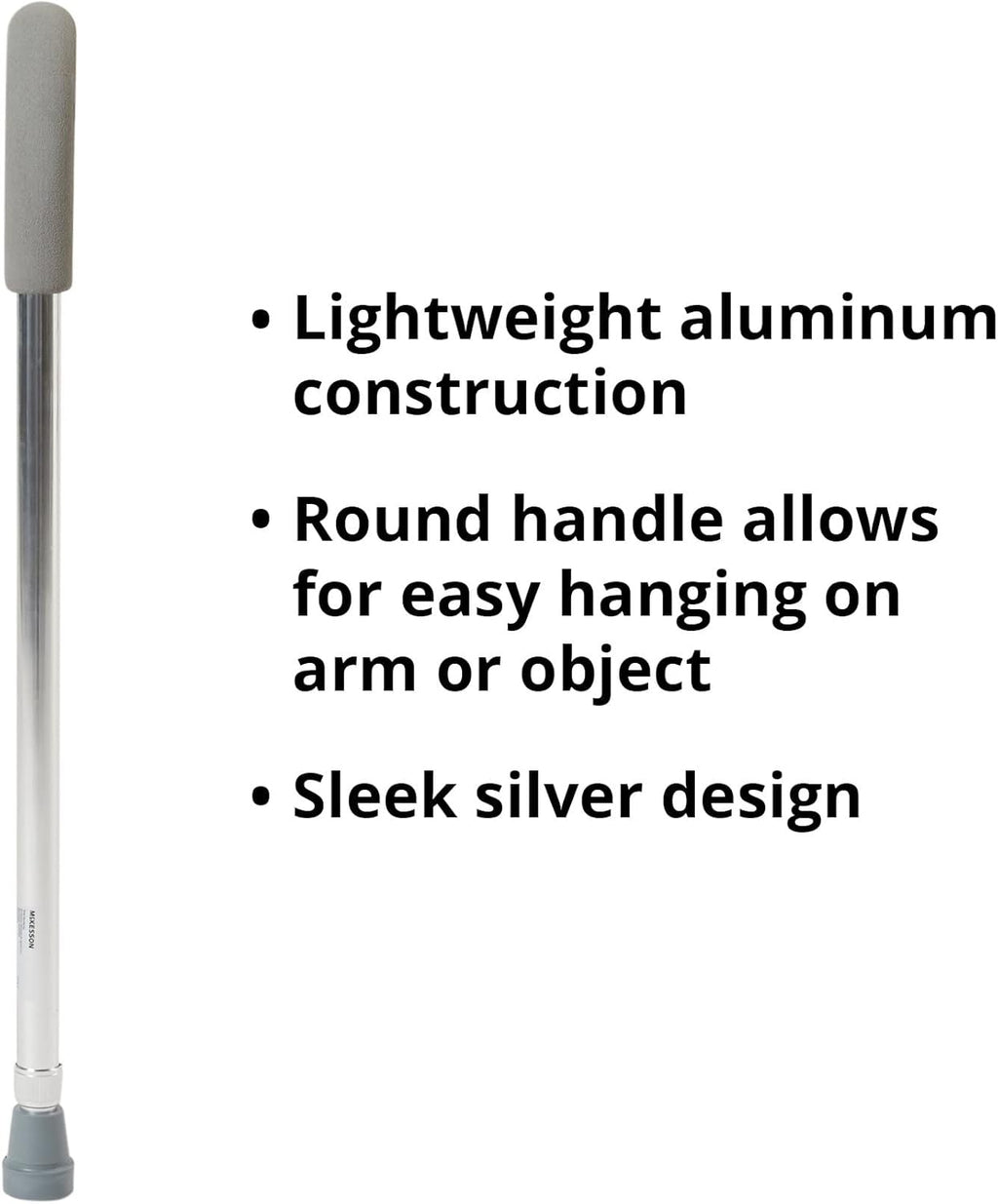 McKesson Aluminum Round Handle Height-Adjustable Cane with Foam Grip

