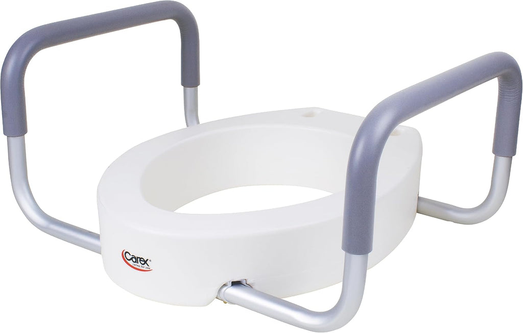 Carex 3.5 in Raised Toilet Seat Riser with Arms, Padded Handles, 300 lb Capacity

