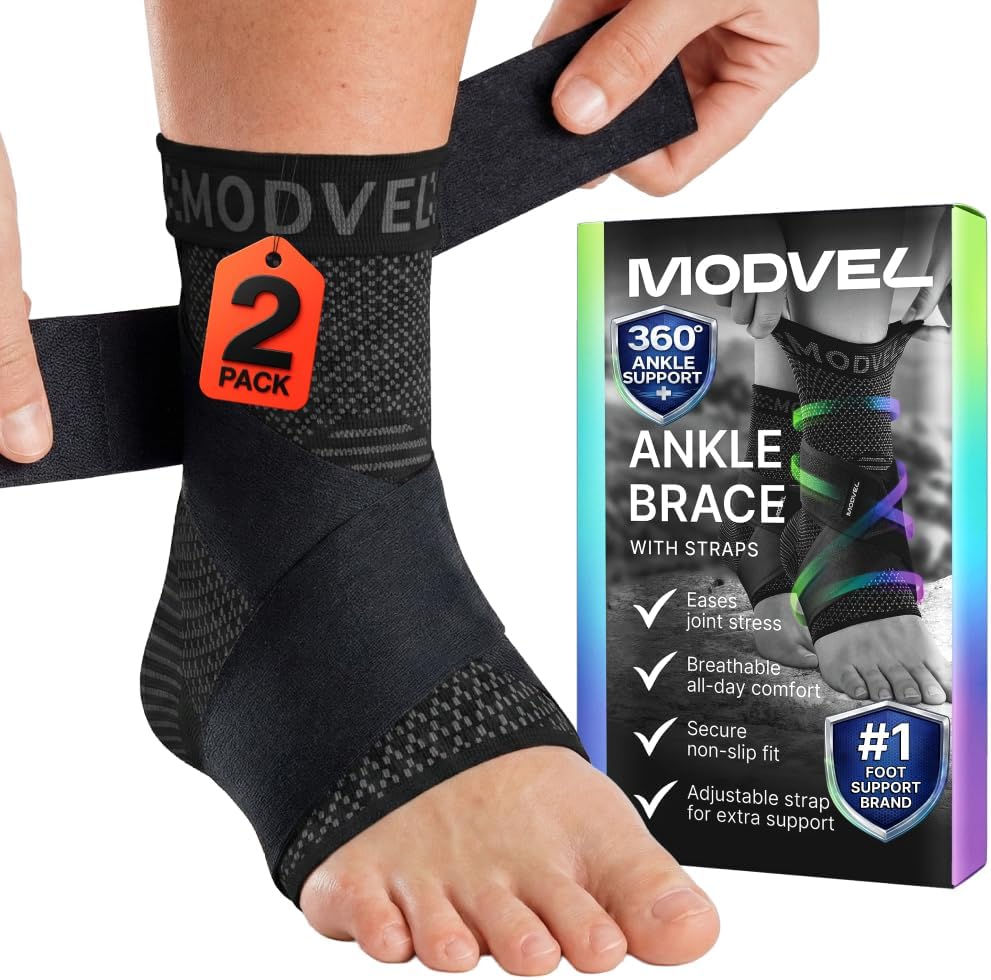 Modvel Ankle Brace Compression Sleeve Wrap for Sprains, Tendonitis, Plantar Fasciitis

